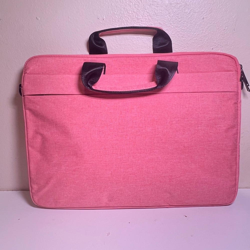 16in‎ Laptop Messenger Bag Pink Padded Fleece Lined Shoulder Strap